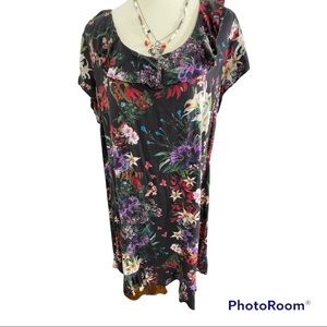 Estelle Dress Floral Ruffle Neck, Hem Sz 1X